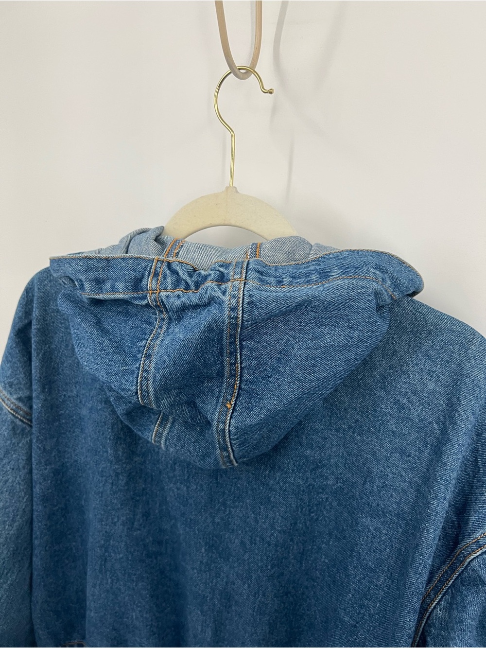 Vintage Disney Blue Denim Hooded Anorak Jacket with Mickey Mouse Patch - Picture 7 of 12